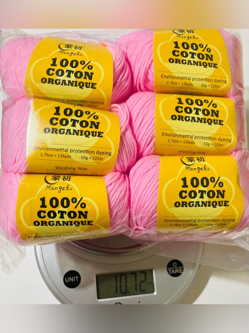 NWT 6 Mengchu 100% Organic Cotton Yarn Color: Cherry Blossom ~48g ea 10 oz total
